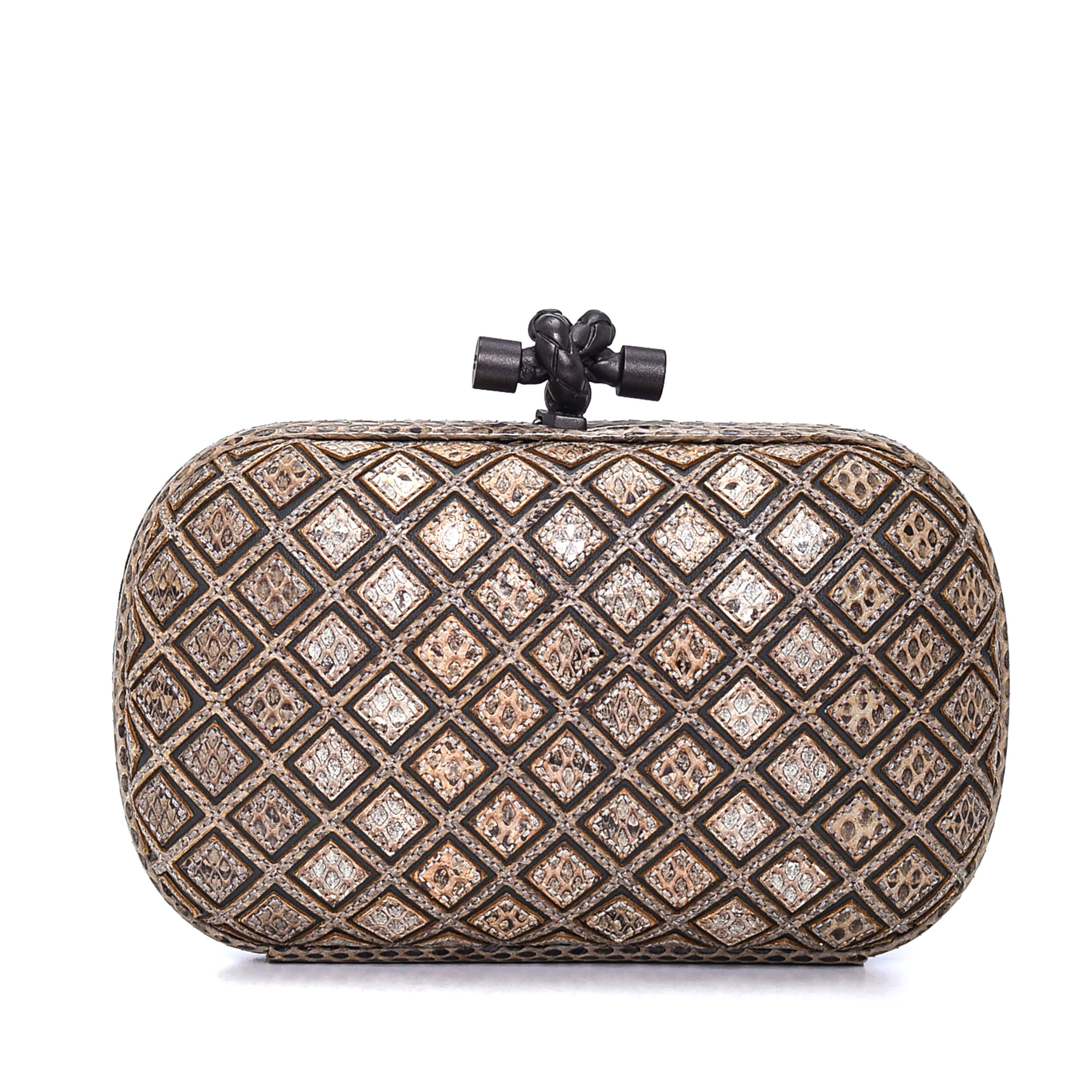 Bottega Veneta - Beige Exotic Intrecciato Nappa Woven Small Knot Clutch